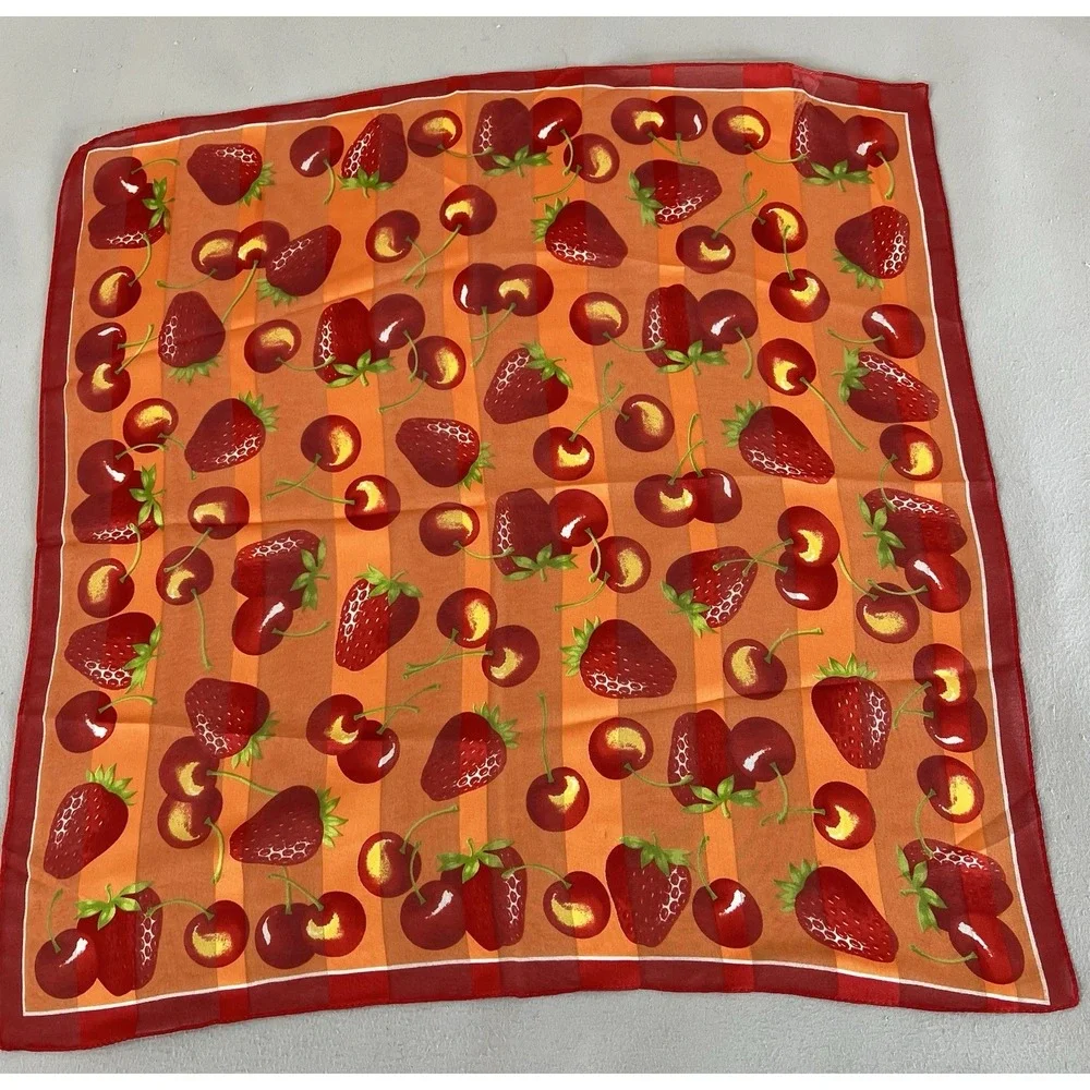 Simphony Scarfs‎ Made In Italy Polyester Strawberry & Cherry Print 20